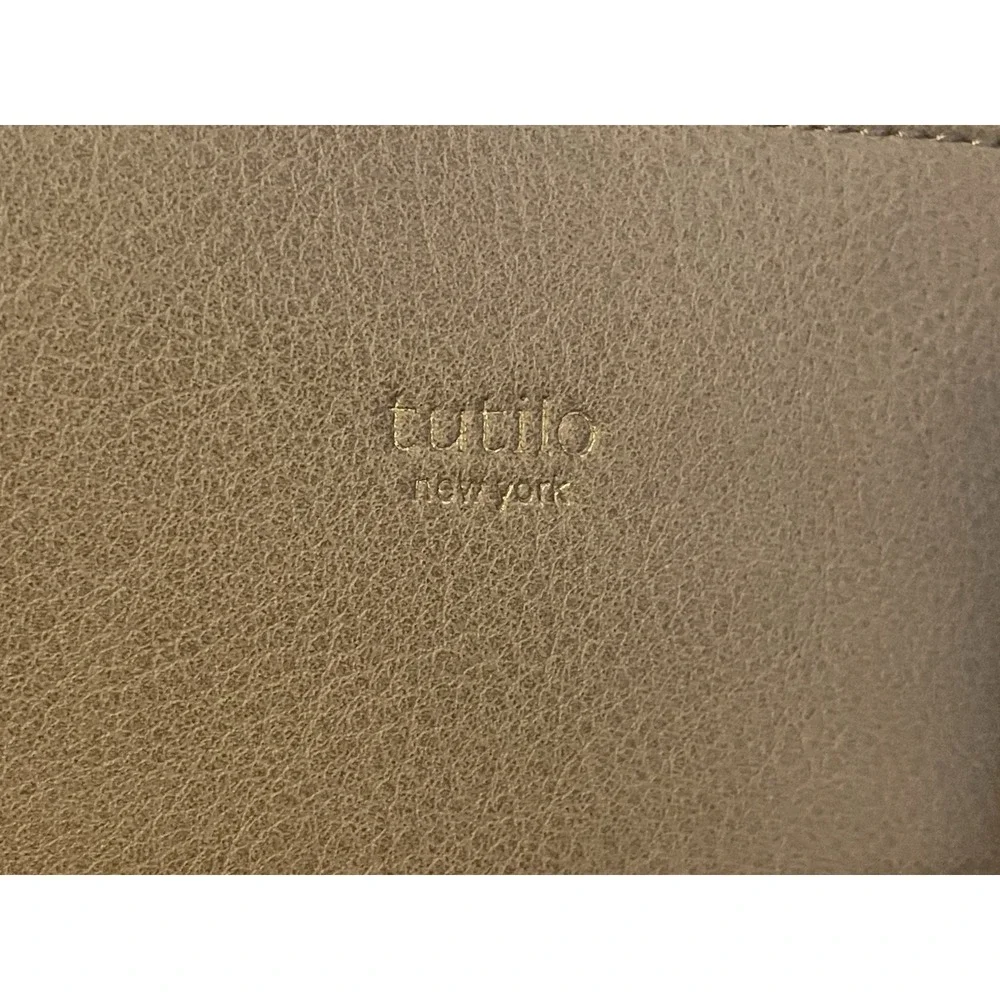 Tutilo New York‎ Tan Black straps Taupe Tote Handbag Work Laptop Tablet Bag PVC